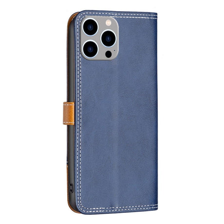 iPhone 14 Pro Max Binfen Soft Leather Wallet Case - Blue