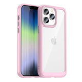 iPhone 14 Pro Hybrid Plastic Case - Transparent / Pink