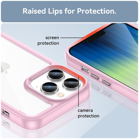 iPhone 14 Pro Hybrid Plastic Case - Transparent / Pink