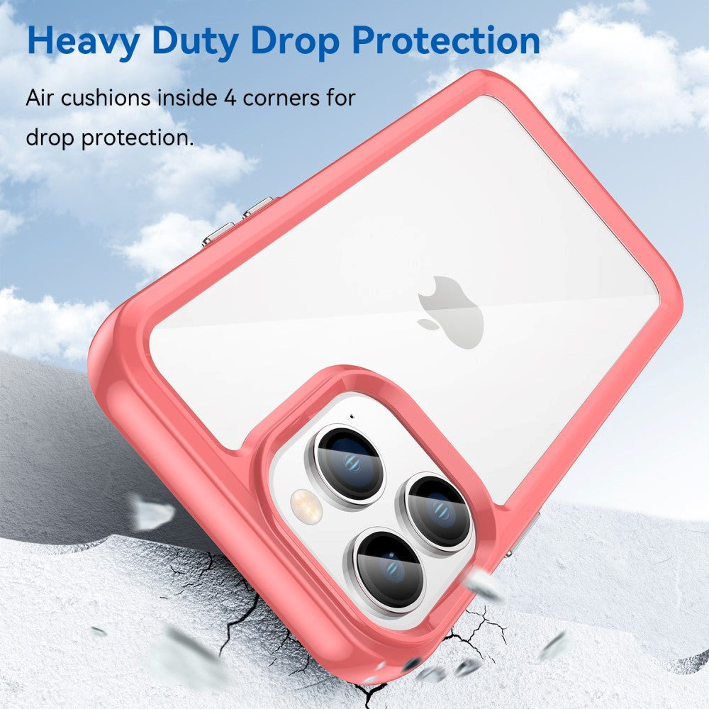 iPhone 14 Pro Hybrid Plastic Case - Transparent / Red