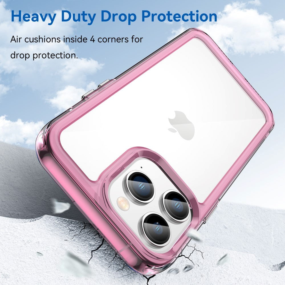 iPhone 14 Pro Hybrid Plastic Case - Transparent / Transparent Pink