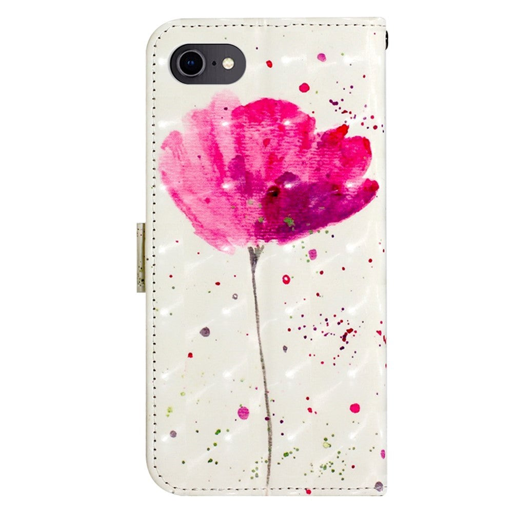 iPhone SE (2022 / 2020) / 8 / 7 Artificial Leather Flip Case with Strap & Purse - Flower