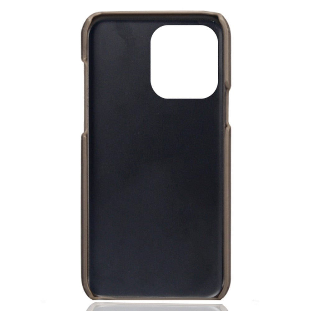 iPhone 14 Pro Leather Coated Plastic Case - Grey