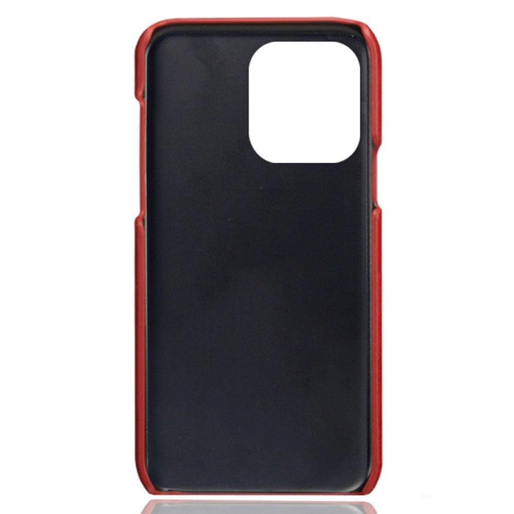 iPhone 14 Pro Leather Coated Plastic Case - Red