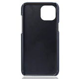 iPhone 14 Leather Coated Plastic Case with Card Holder - Blue