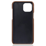 iPhone 14 Leather Coated Plastic Case with Card Holder - Dark Brown