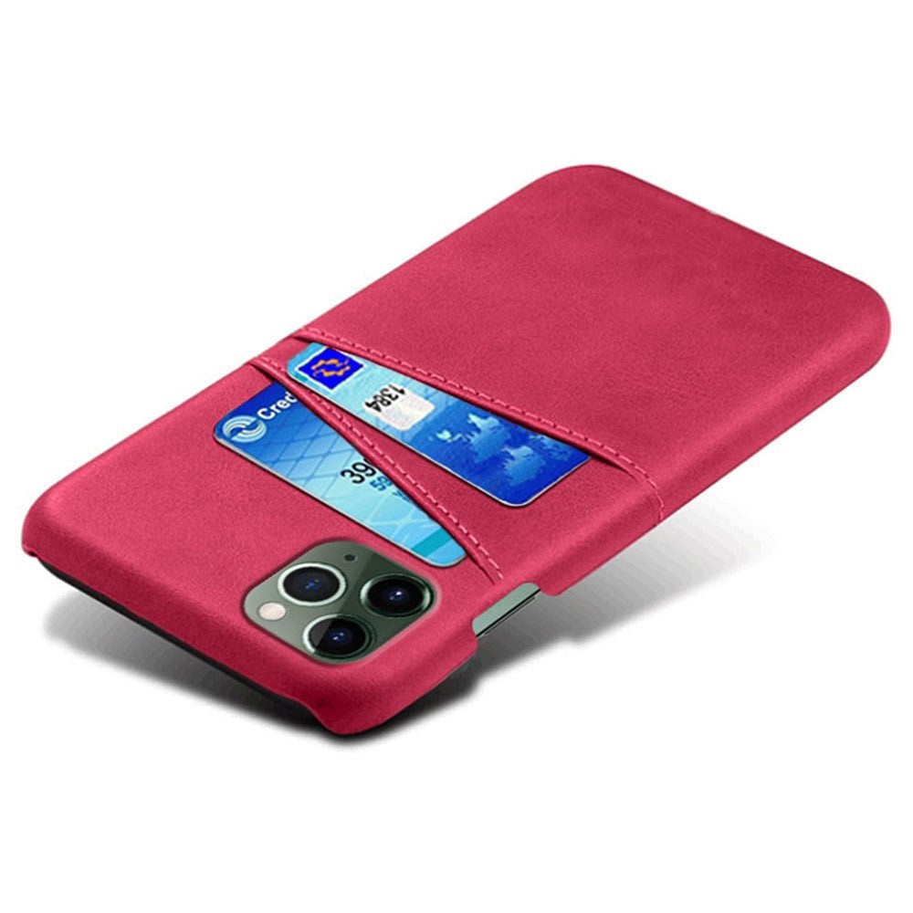 iPhone 14 Plus Leather Coated Plastic Case with Card Holder - Pink