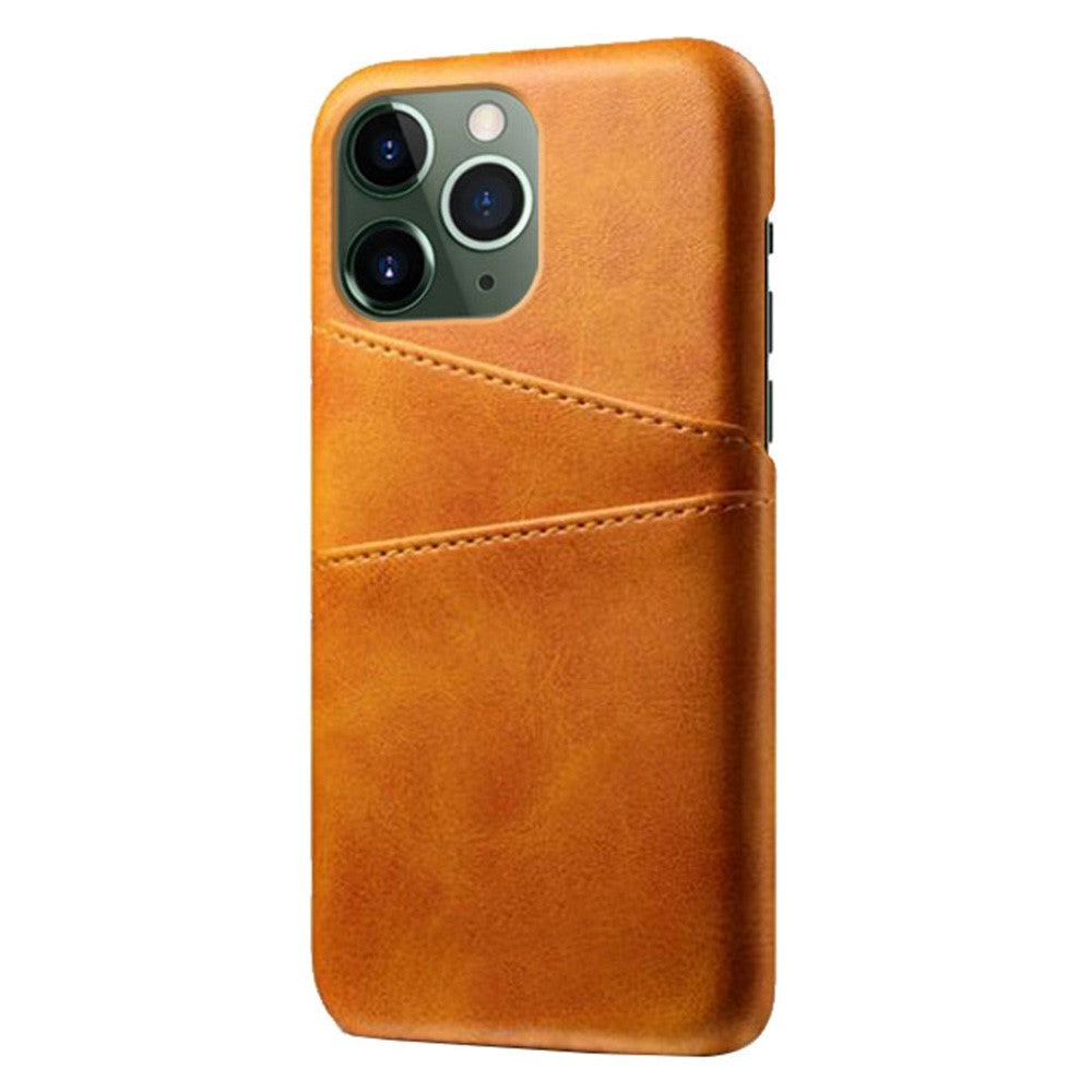 iPhone 14 Pro Leather Coated Plastic Case with Card Holder - Orange