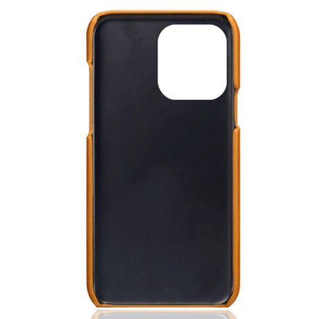 iPhone 14 Pro Leather Coated Plastic Case with Card Holder - Orange