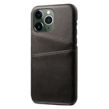 iPhone 14 Pro Leather Coated Plastic Case with Card Holder - Black