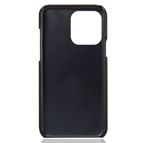 iPhone 14 Pro Leather Coated Plastic Case with Card Holder - Black