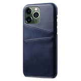 iPhone 14 Pro Leather Coated Plastic Case with Card Holder - Blue