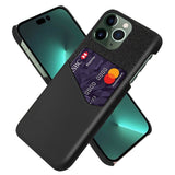 iPhone 14 Pro Leather & Textile Case w. Card Pocket - Black