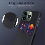 iPhone 14 Pro Leather & Textile Case w. Card Pocket - Black