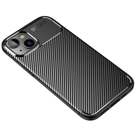 iPhone 14 Carbon Fiber Flexible Plastic Case - Black