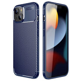 iPhone 14 Carbon Fiber Flexible Plastic Case - Blue