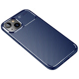 iPhone 14 Plus Carbon Fiber Flexible Plastic Case - Blue