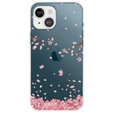 iPhone 14 Flexible Back Case - Transparent with Pink Flowers