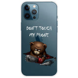 iPhone 14 Pro Flexible Plastic Case - Transparent / "Don't Touch My Phone"