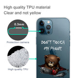 iPhone 14 Pro Flexible Plastic Case - Transparent / "Don't Touch My Phone"