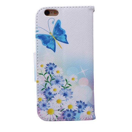 iPhone 6 / 6s Leather Wallet Case - Butterflies & Daisies