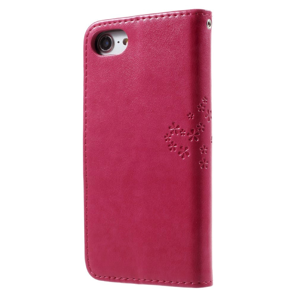 iPhone SE (2022/2020)/8/7 Leather Wallet Case - Owls in Tree - Pink