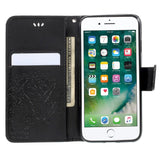 iPhone SE (2022/2020)/8/7 Leather Wallet Case - Owls in Tree - Black