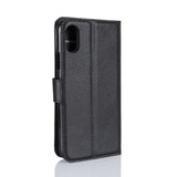 iPhone X / Xs Leather Wallet Case Soft Pouch Black