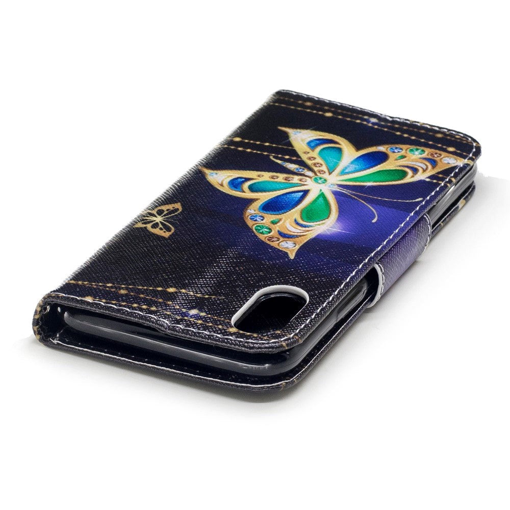 iPhone X / Xs Wallet Case Diamond Butterfly - Black