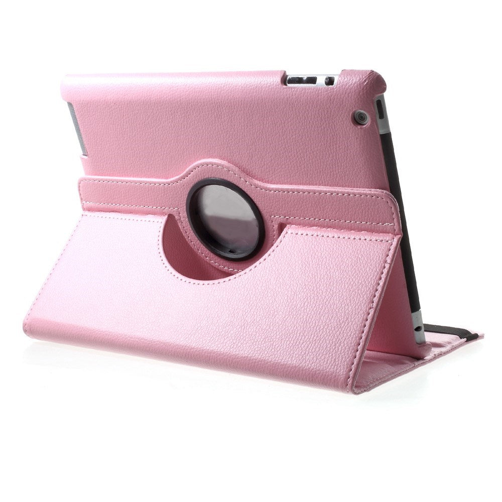 EIDERWOOD iPad 4 / 3 / 2 Faux Leather Flip Case with Elastic Band & Rotatable Function - Pink
