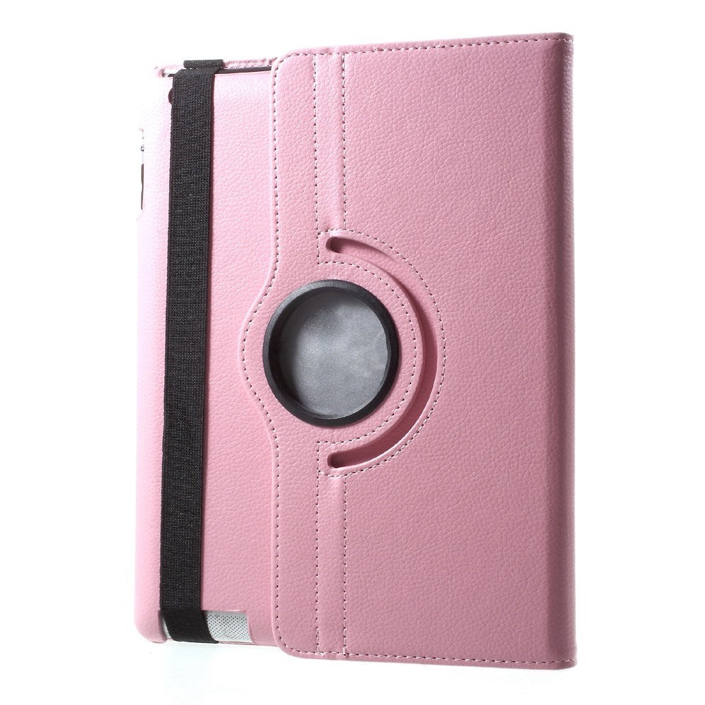 EIDERWOOD iPad 4 / 3 / 2 Faux Leather Flip Case with Elastic Band & Rotatable Function - Pink