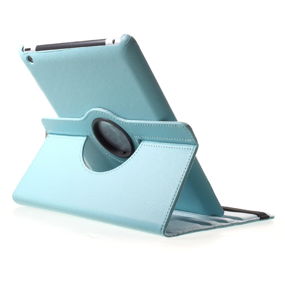 EIDERWOOD iPad 4 / 3 / 2 Faux Leather Flip Case with Elastic Band & Rotatable Function - Light Blue