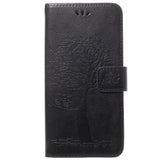 Samsung Galaxy S9+ (S9 Plus) Leather Wallet Case - Owls & Tree Black