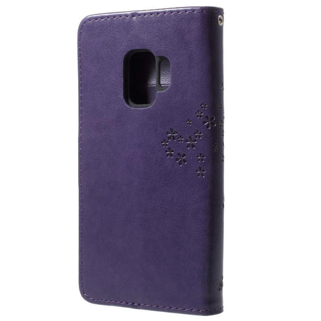 Samsung Galaxy S9 Leather Wallet Case - Owls & Tree Purple