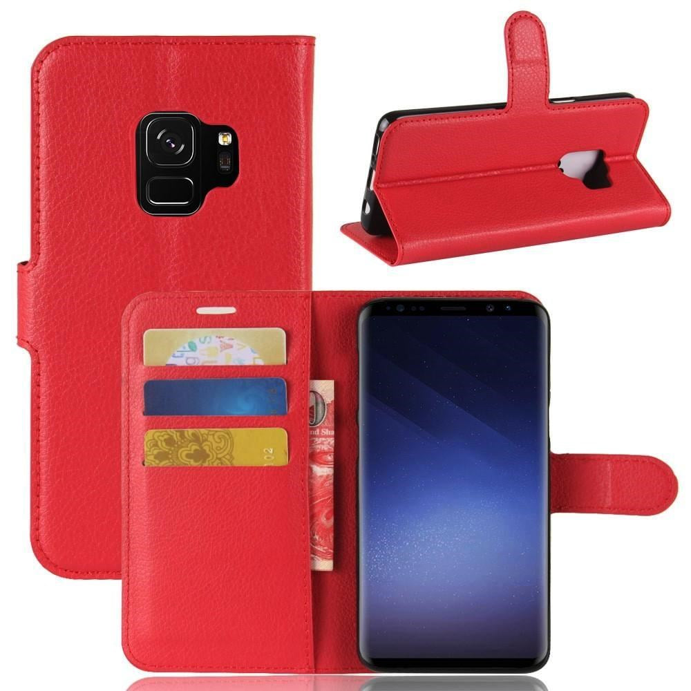 Samsung Galaxy S9 Leather Wallet Case Soft Pouch Red