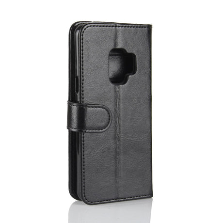 Samsung Galaxy S9 Glossy Leather Phone Wallet Case Black