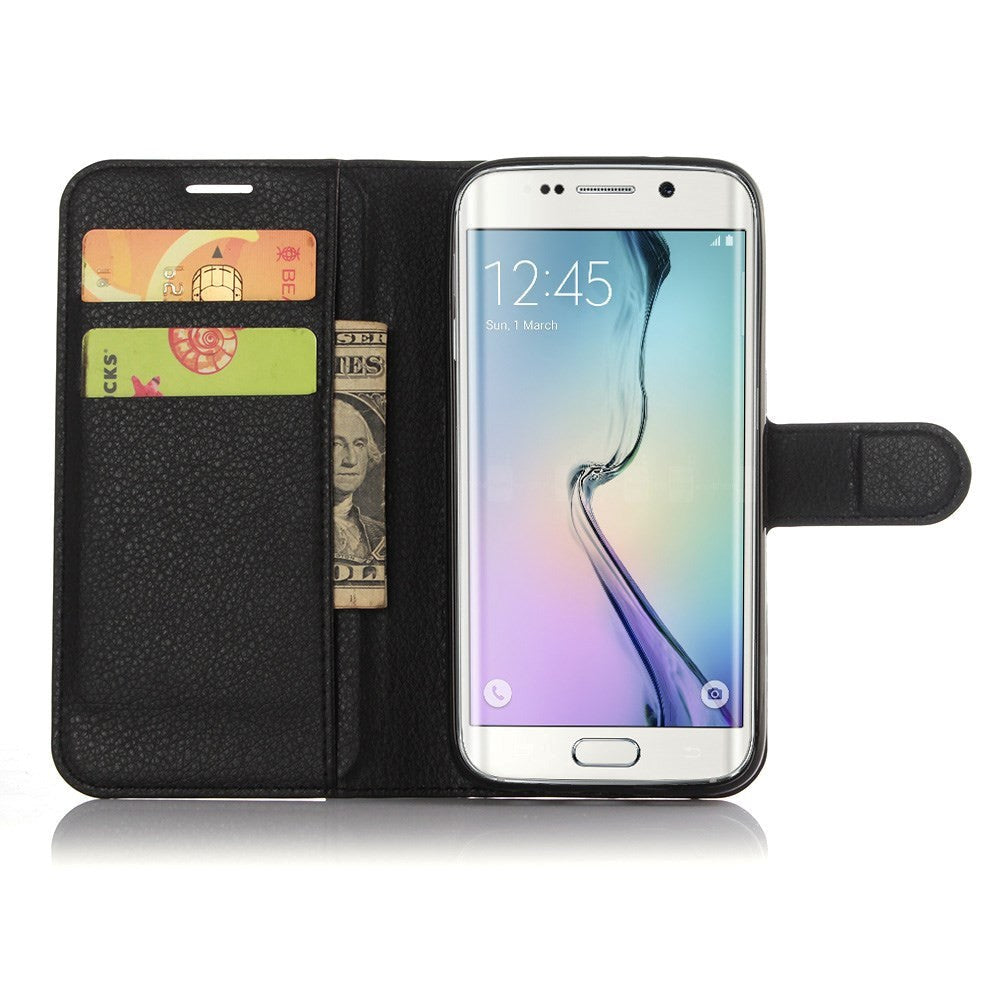 Samsung Galaxy S7 Edge Soft Pouch Leather Wallet Case Black