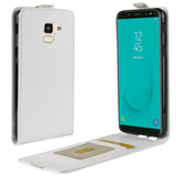 Samsung Galaxy J6 Premium Vertical Flip Leather Case w. Card Holder - White