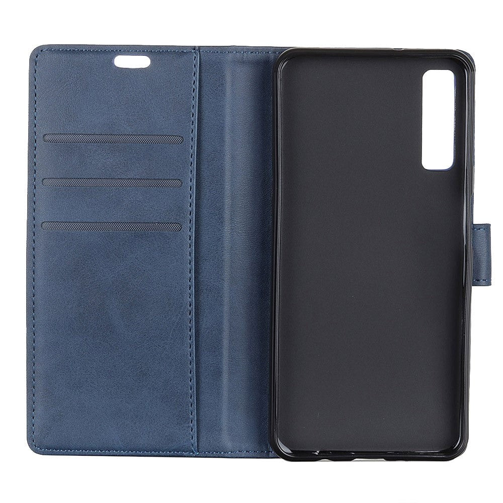 Samsung Galaxy A7 (2018) Matte Leather Wallet Case Dark Blue