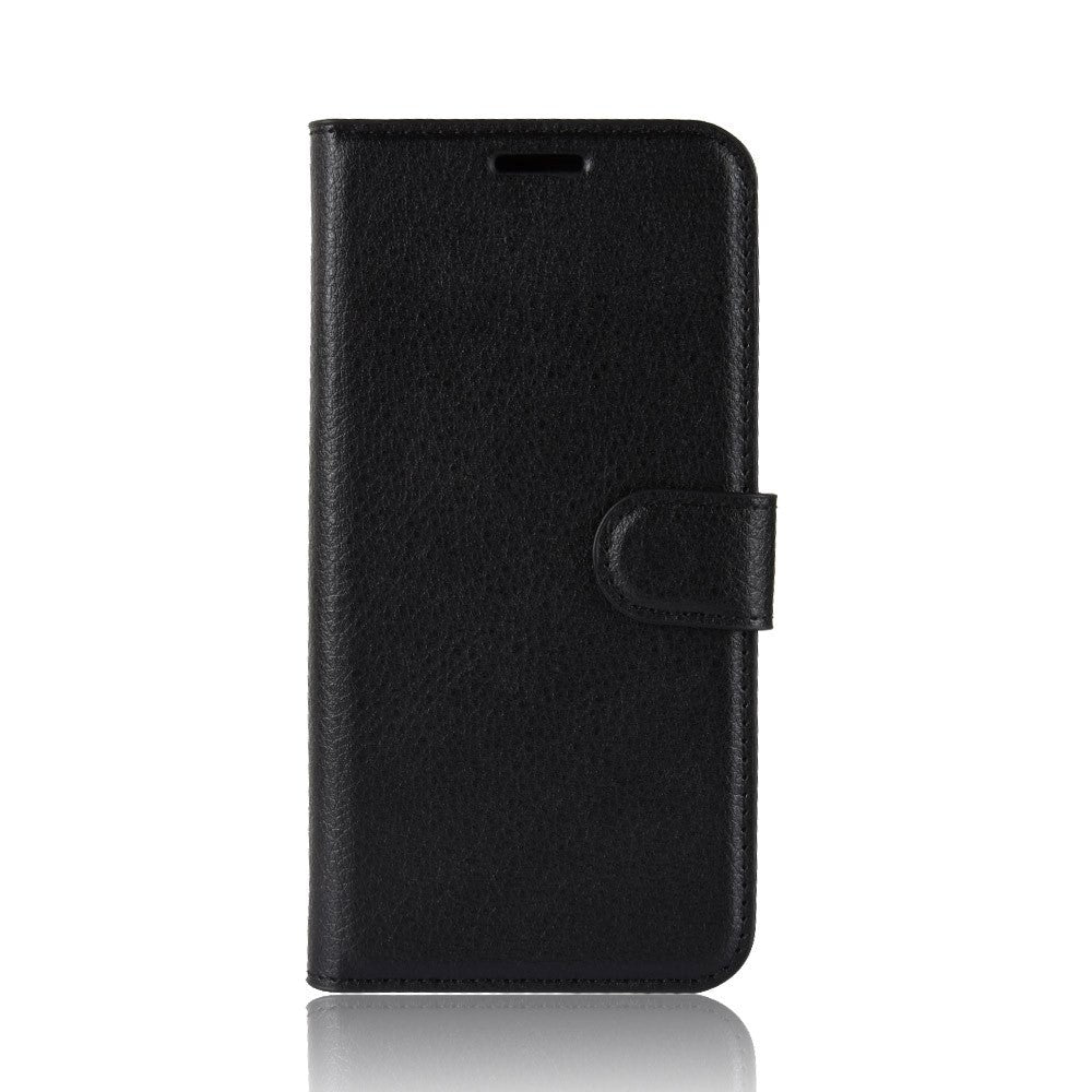 Samsung Galaxy A7 (2018) Litchi Texture Leather Stand Wallet Case Black