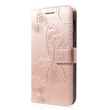 Samsung Galaxy S10E Leather Case w. Butterflies wallet - Rose Gold