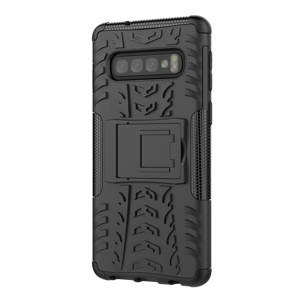 Samsung Galaxy S10+ (Plus) Hybrid Tough Case w. Kickstand - Black