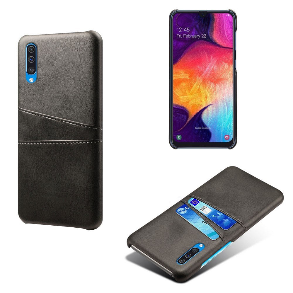 EIDERWOOD Samsung Galaxy A30s / A50 Leather Coated Plastic Case with Card Holder - Black
