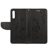 Samsung Galaxy A30s / A50 Flowers and Butterflies Leather Wallet Case Black