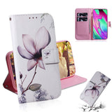 Samsung Galaxy A40 Leather Wallet Case Flowers