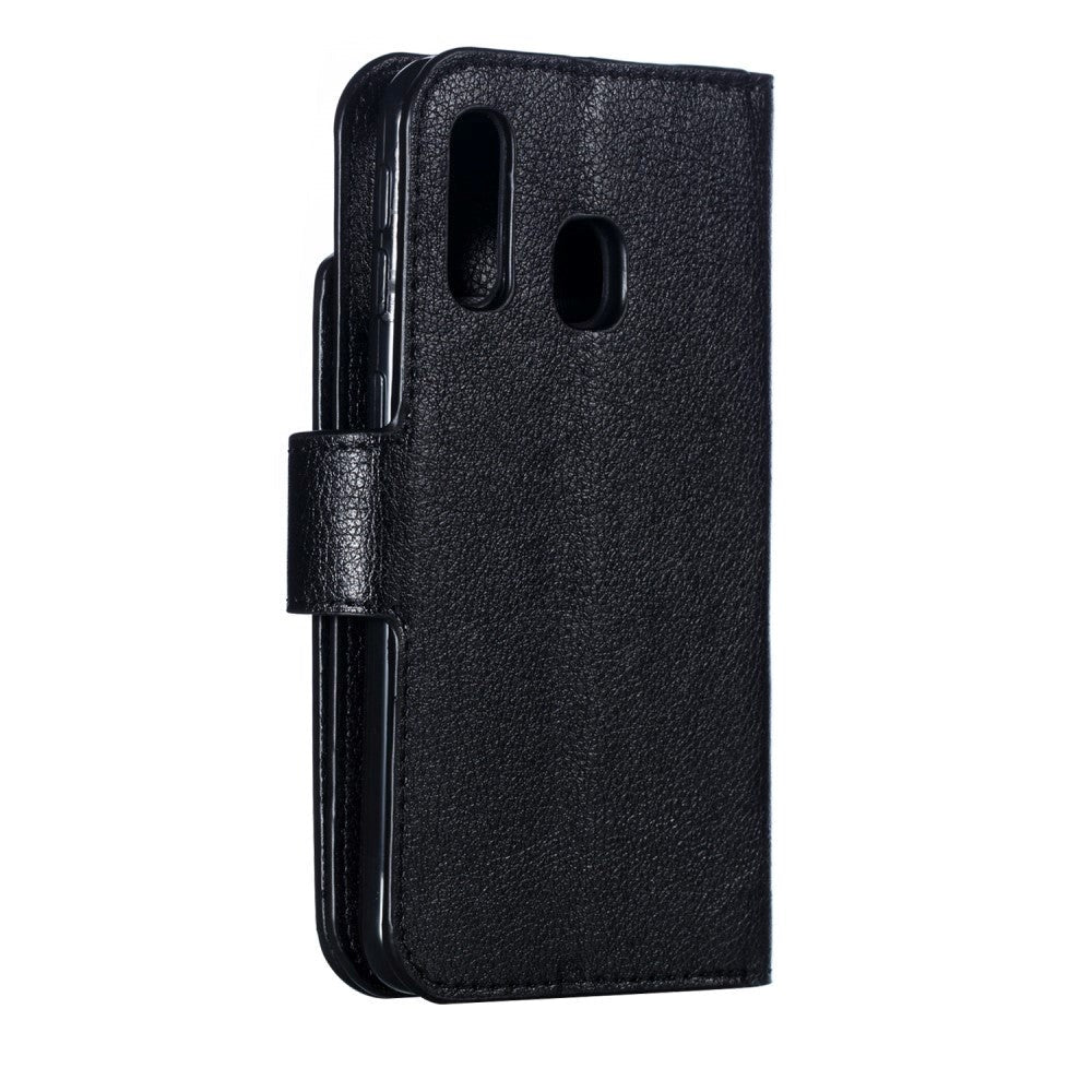 Samsung Galaxy A40 Double Flip Leather Case - Black