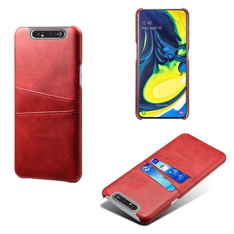 Samsung Galaxy A80 Leather Case w. 2 Card Pockets Red