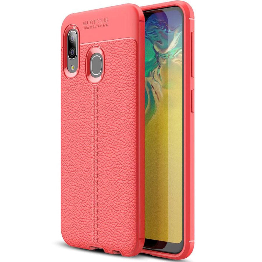 Samsung Galaxy A20e Flexible Plastic Case Litchi Texture Red