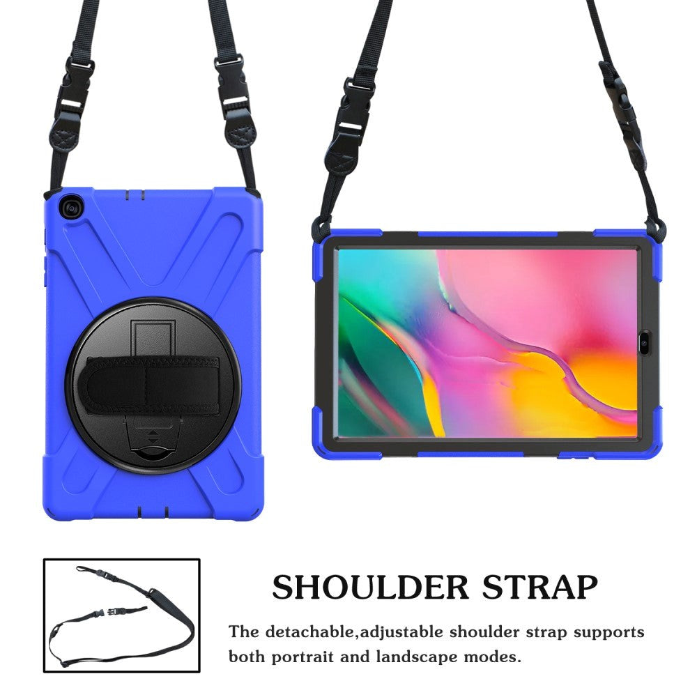 Samsung Galaxy Tab A 10.1 (2019) Tough Case w. Hand Holder & Shoulder Strap - Blue