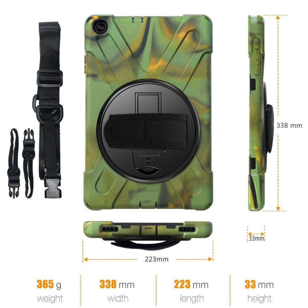 Samsung Galaxy Tab A 10.1" (2019) Tough Case w. Hand Holder & Shoulder Strap - Camouflage